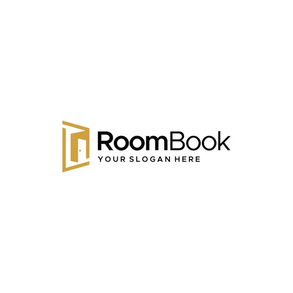Μινιμαλιστικό RoomBook πόρτα κτίριο σχεδιασμό λογότυπο — Διανυσματικό Αρχείο