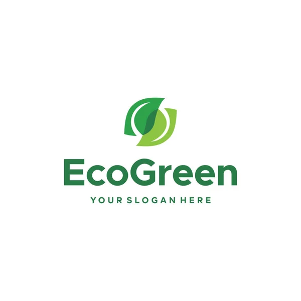 Minimalistische EcoGreen Blatt Blätter Pflanzen Logo Design — Stockvektor