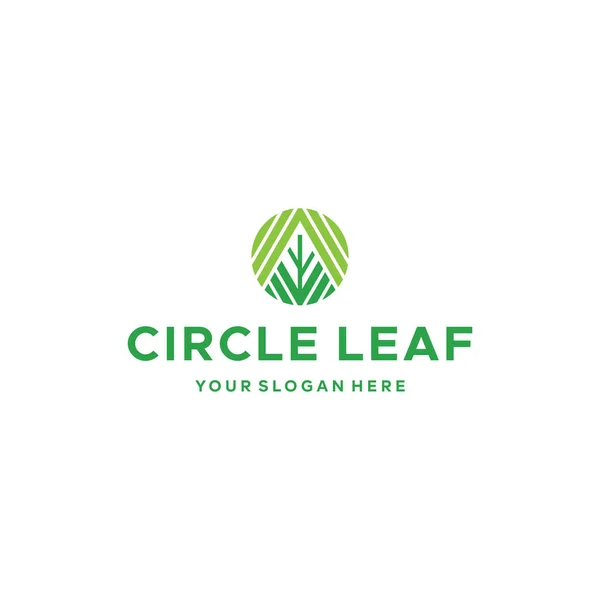 Flache CIRCLE LEAF geometrische Pflanzen Logo-Design — Stockvektor