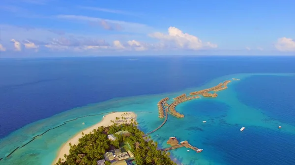 Vue Aérienne Hôtel Exotique Des Maldives Lieu Magique Beauté Romantisme — Photo