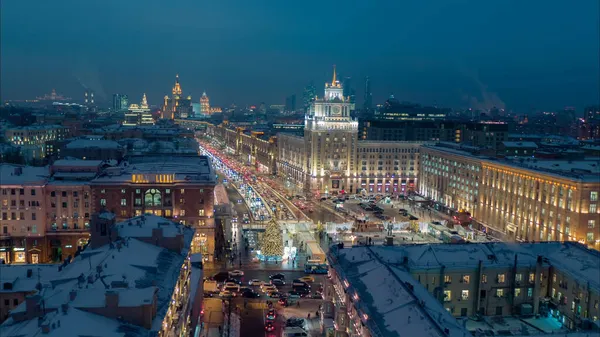 モスクワ 夜市の新年の木 — ストック写真