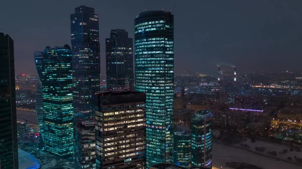 Ночная Москва Москва Освещена Ночными Огнями — стоковое фото