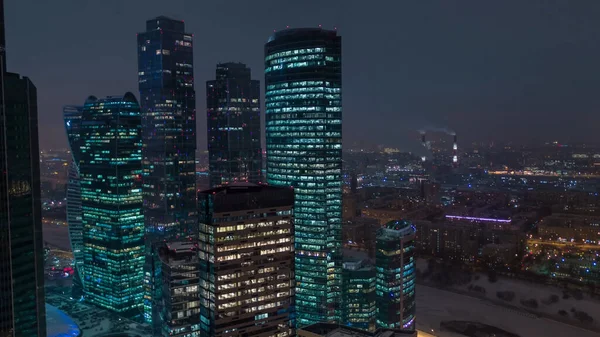 Noční Moskva Moskva Město Osvětleno Nočními Světly — Stock fotografie