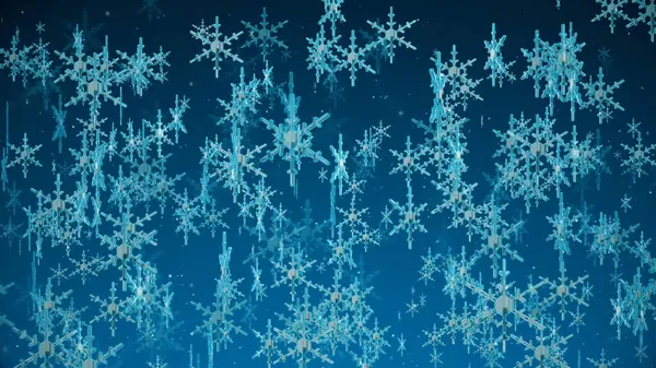 Abstraction White Rotating Snowflakes Blue Background — Stock Photo, Image
