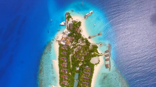 Maldives Island Hotel Beach Aerial View Drone — Stock Photo, Image