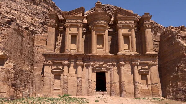 Dair Yüzyılın Nabataean Kaya Tapınağı Petra Kenti Yakınlarında Korunmuş Tamamen — Stok fotoğraf