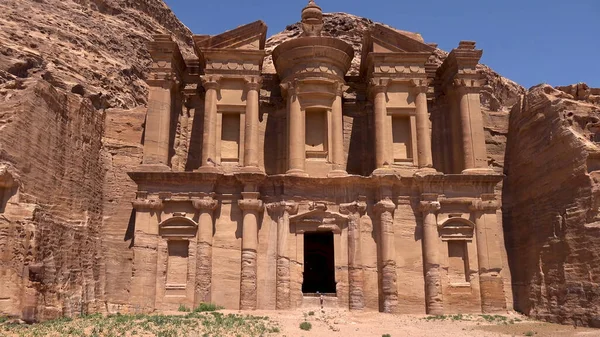 Dair Tempio Rupestre Nabateo Del Secolo Conservato Vicino Alla Città — Foto Stock