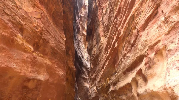 Tourist Route Gorge Petra Nabataean Rock Temple Jordan — Stock Photo, Image