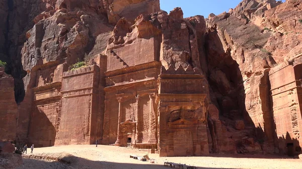 Rua Das Fachadas Petra Jordânia Património Mundial — Fotografia de Stock