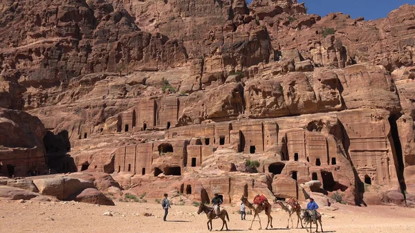 Fasadgatan Petra Jordanien Världsarv — Stockfoto