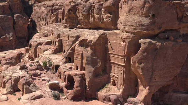 Rua Das Fachadas Petra Jordânia Património Mundial — Fotografia de Stock