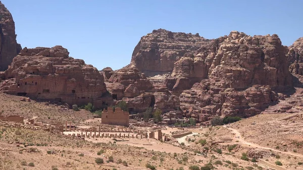 Rua Das Fachadas Petra Jordânia Património Mundial — Fotografia de Stock