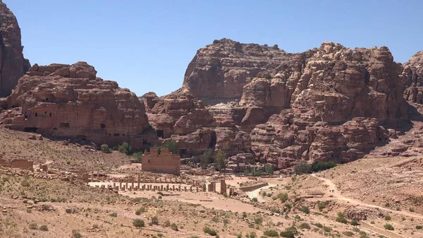 Rua Das Fachadas Petra Jordânia Património Mundial — Fotografia de Stock