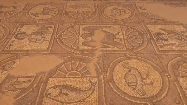 Starověká Freska Podlaze Petře Jordánsko Památka Světového Dědictví — Stock fotografie