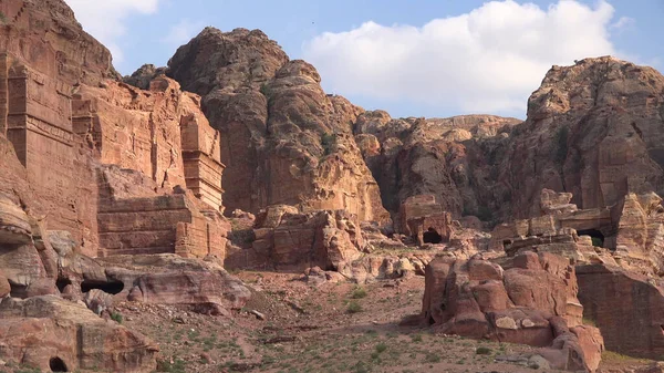 Tombe Reali Delle Facciate Petra Giordania Patrimonio Dell Umanità — Foto Stock