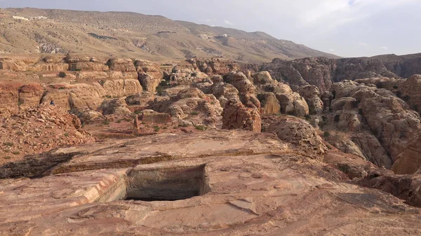 Petra Jordan世界遗产所在地的祭祀径的高地 图库图片