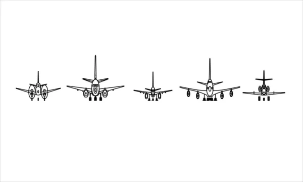 Vektordesign Skizze Eines Flugzeugs Von Vorne Gesehen — Stockvektor