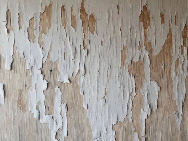 Old Damaged Wood Surface Faded Paint Peeling Texture Background — Stock Photo, Image