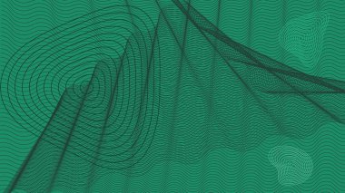 Basit, soyut dalgalı çizgi geometrik model arka planı. Masaüstü veya diğer cihazlar için yatay, çağdaş doku arkaplanını temizle. yeşil renk teması. duvar sanat tasarımı.