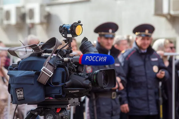 Cámara Vídeo Tripulación Del Canal Televisión Rusia —  Fotos de Stock