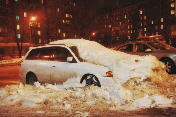 Car Snowdrift Car Dusted Snow — Stock Photo, Image