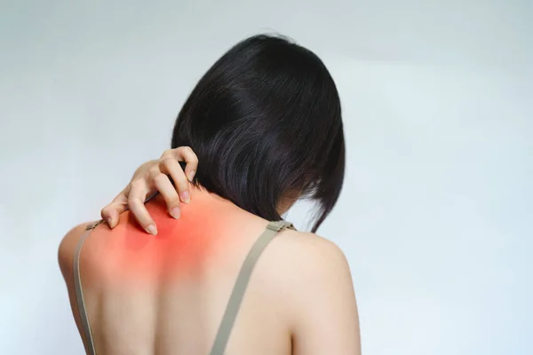 Women have itchy back because they are allergic to something like food or a skin cream.