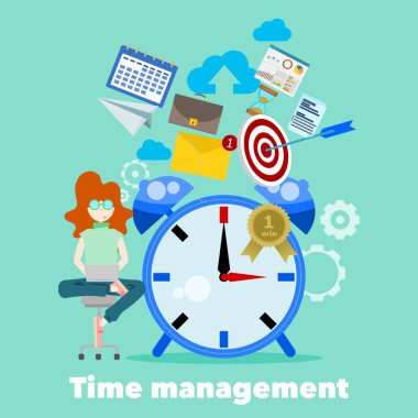 Zaman yönetimi konsepti. İşi organize et. Düz tasarım vektör çizimi