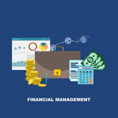 Finansal yönetim. Yatırım planlama. Düz tasarım vektör çizimi.