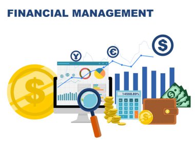 Finansal yönetim. Düz tasarım vektör çizimi.