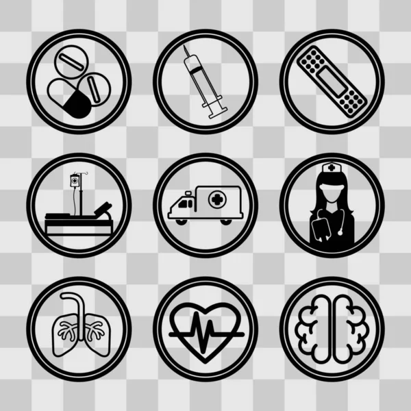 Набор Медицинских Икон Прозрачном Фоне Изолирован Векторная Иллюстрация Медицинского Логотипа — стоковый вектор