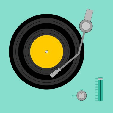 Retro müzik çalar. Vektör çizimi. Eski zamanlardaki müziğin sesi.