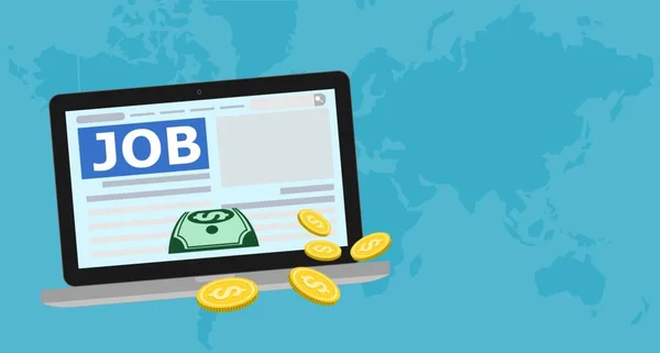 Verdienen Sie Geld Durch Online Karriere Concept Freelance Arbeitet Online — Stockvektor
