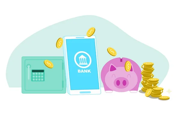 Mobile Banking Konzept Vektorillustration Flaches Design — Stockvektor