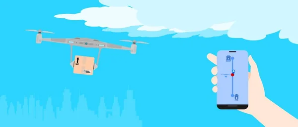 Transport Drones Real Time Status Recipient Vector Illustration — Stock Vector