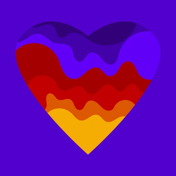Rainbow Wave Heart Love Symbol Gender Diversity Love Valentine Day — Vetor de Stock