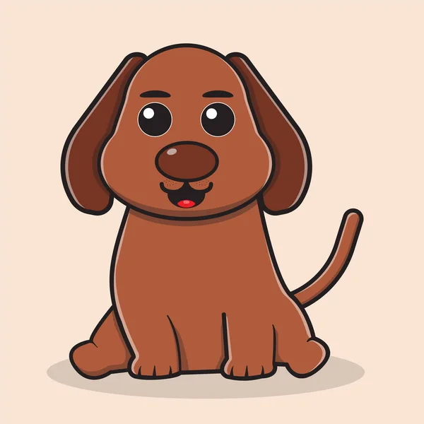 Vektorillustration Des Niedlichen Hundes Niedlichen Kleinen Hund Cartoon Sitzen — Stockvektor