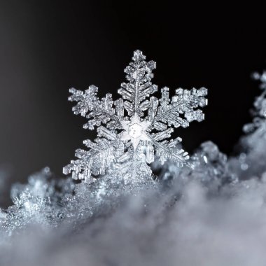 Kar tanelerinin makro görüntüsü 