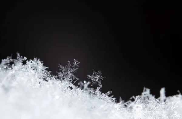 Macro Shot Van Sneeuwvlokken — Stockfoto