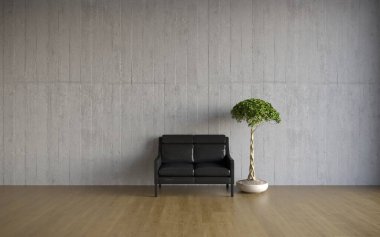 bitki ve kanepe 3D iç mekan