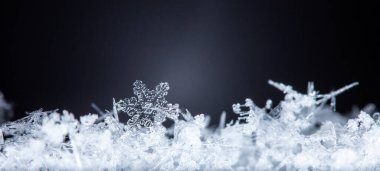 Kar tanelerinin makro görüntüsü 