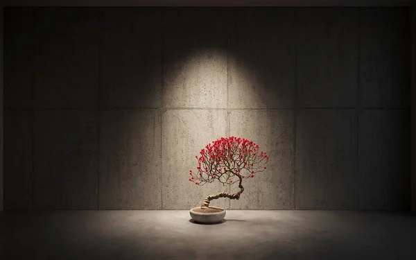 3D室内に咲く木 — ストック写真