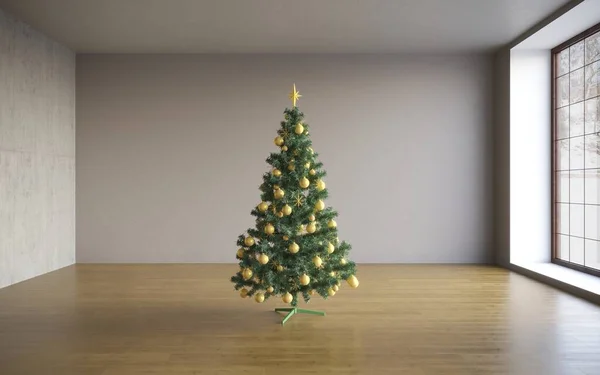 Prachtige Kerstboom Huis Interieur — Stockfoto