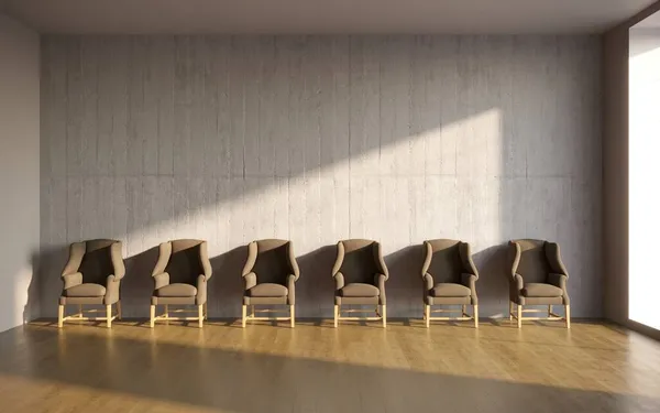 Moderne Helle Innenräume Rendering Mit Stühlen — Stockfoto