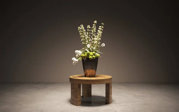 Fleurs Dans Vase Sur Table Dans Chambre Intérieur — Photo