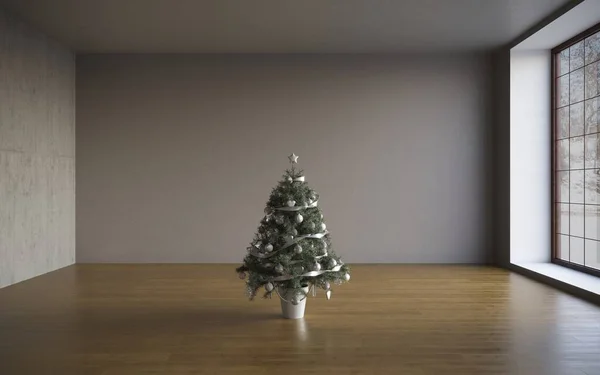 Bela Árvore Natal Casa Interior — Fotografia de Stock