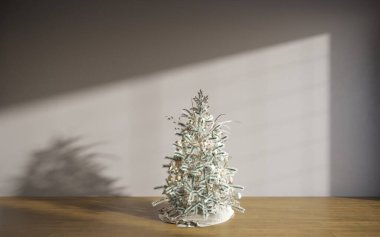 3D içerideki odayı noel ağacıyla donat