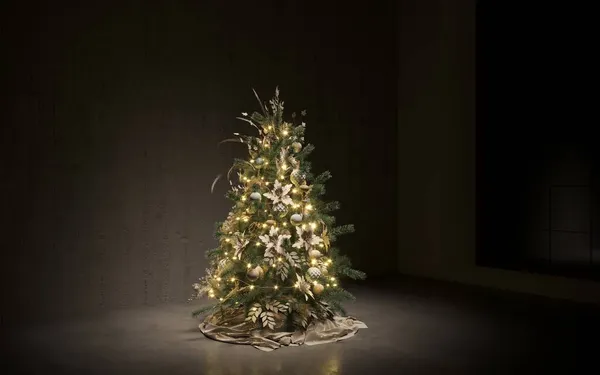Renderraum Interieur Mit Weihnachtsbaum — Stockfoto