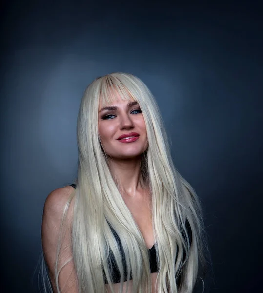 Portrait Beautiful Blonde Woman Blond Hair — Stock Photo, Image