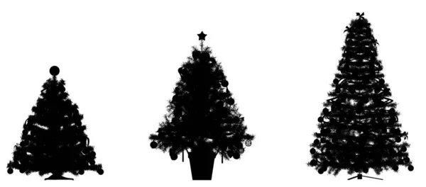 Силуэт Рождественской Елки Белом Фоне — стоковое фото