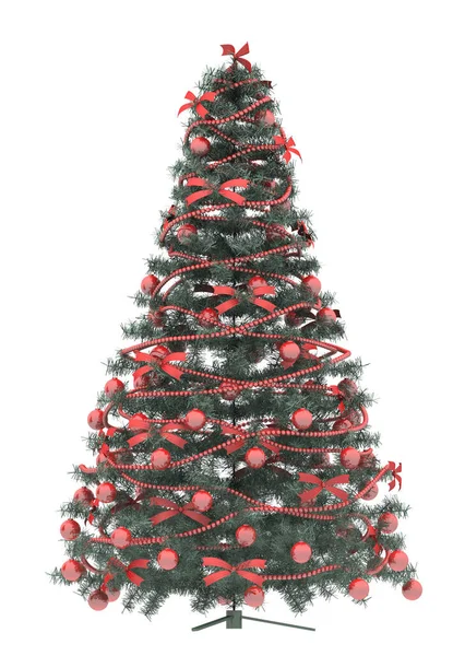 Kerstboom Geïsoleerd Witte Achtergrond — Stockfoto